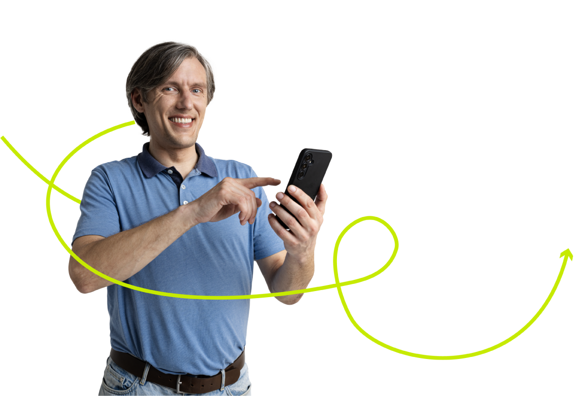 Vīrietis ar telefonu